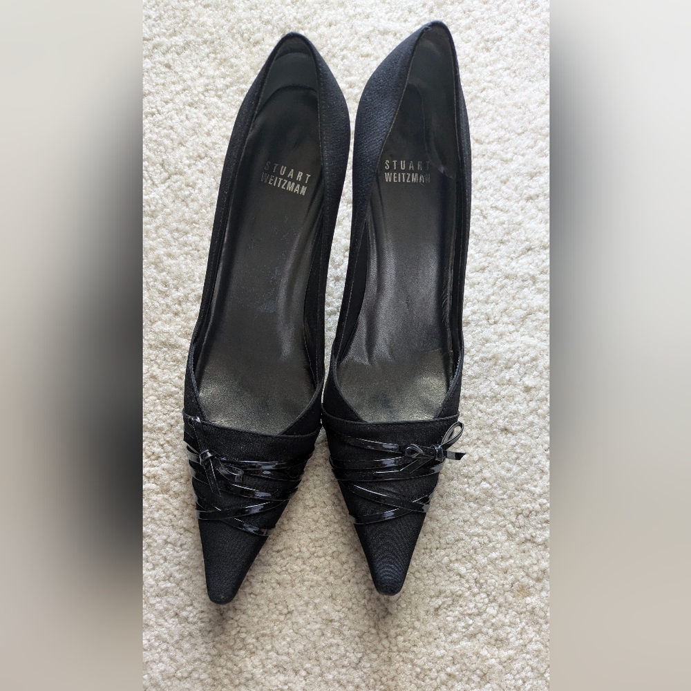 Stuart Weitzman Black Heels Bow Women's Shoes